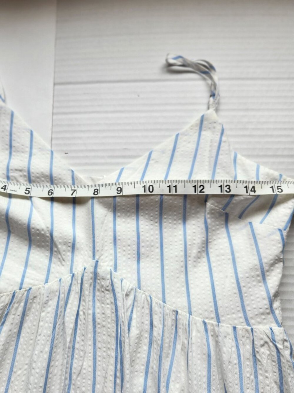 Fun 2 Fun Women's Size Small Blue Striped V-Neck Sleeveless Pockets Long Dress - Picture 12 of 15